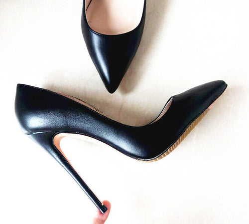 Heidi-Mode | Schwarze PU-Leder Stilettos Pumps