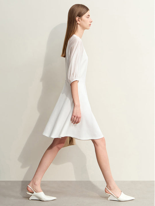 Heidi-Mode | Elegante A-linie Kleid mit Transparenten Ärmeln