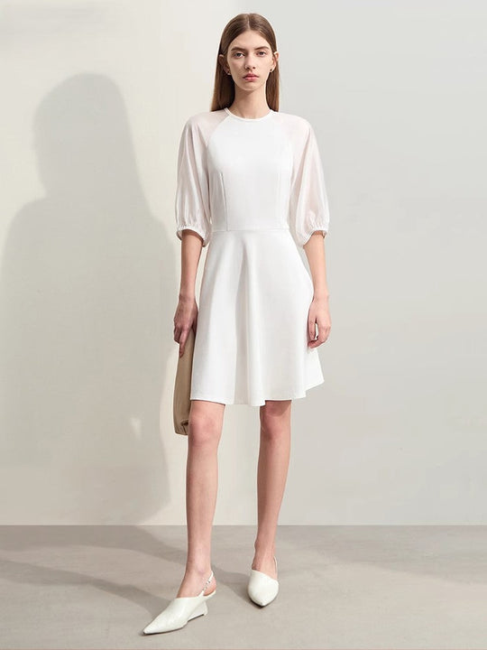 Heidi-Mode | Elegante A-linie Kleid mit Transparenten Ärmeln