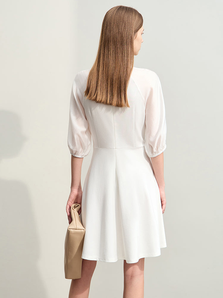 Heidi-Mode | Elegante A-linie Kleid mit Transparenten Ärmeln