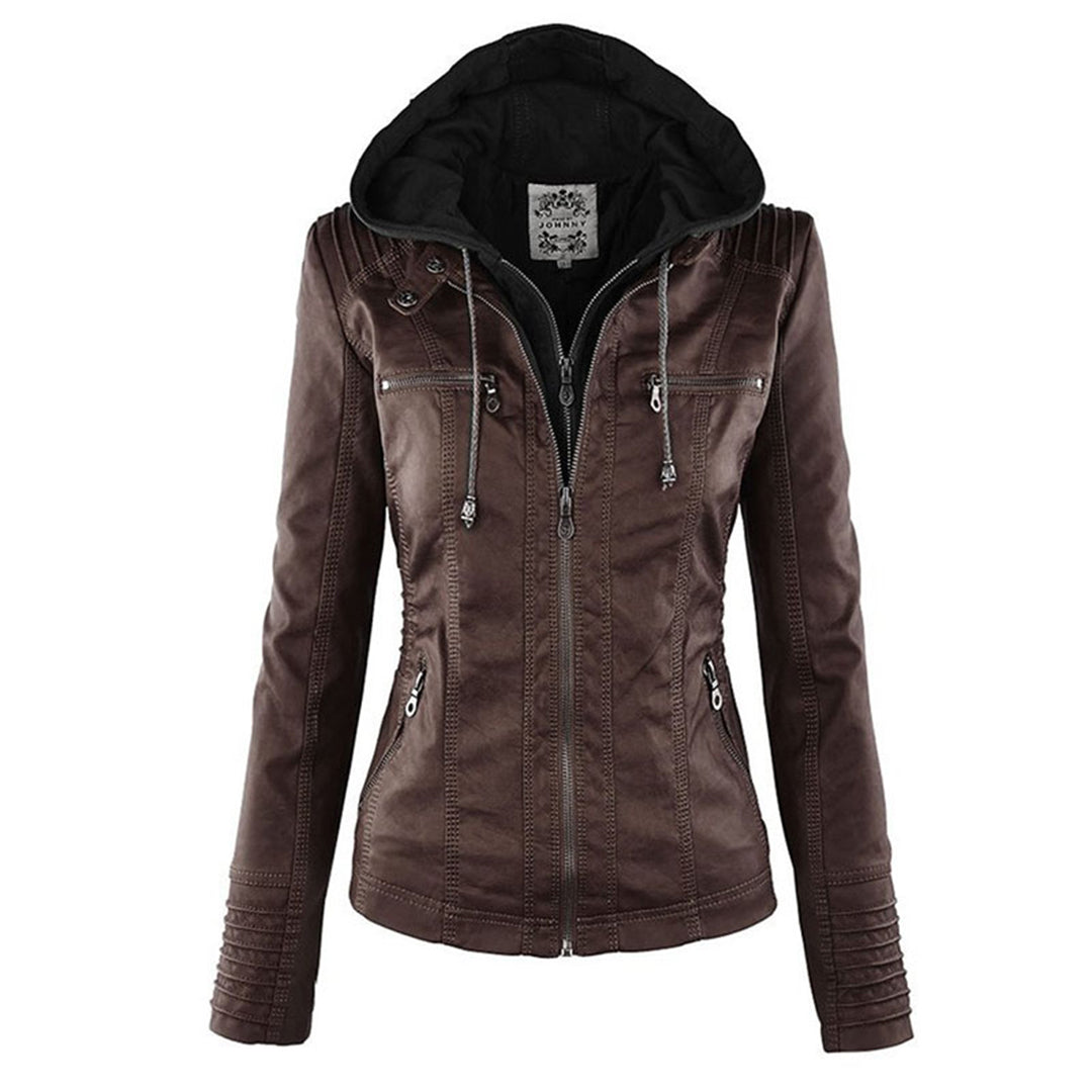 Heidi-Mode | Wetterfester Damen Lederjacke Mit Kapuze