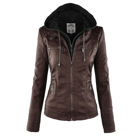 Heidi-Mode | Wetterfester Damen Lederjacke Mit Kapuze