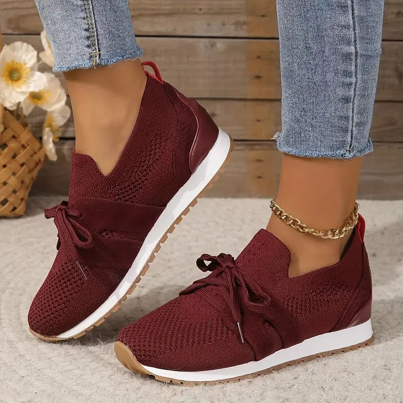 Heidi-Mode | Damen Sneakers Atmungsaktiv Strick Leichtgewicht Sportschuhe