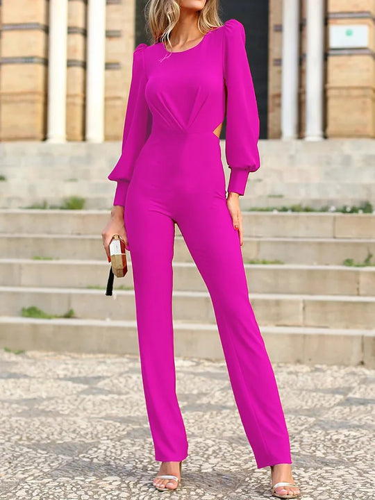 Elegante Jumpsuit mit Ärmeln und weiten Hosen