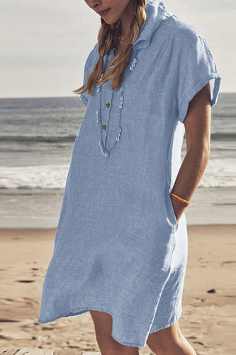 Heidi-Mode | Knopf Unten Baumwoll Strandkleid