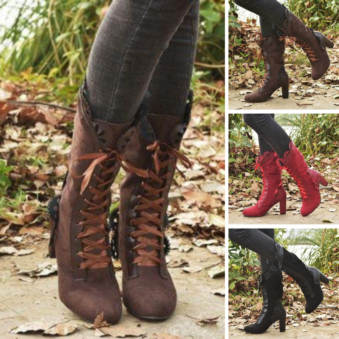 Heidi-Mode | Wildleder Cowboy Stiefeletten Mit Absatz Für Frauen