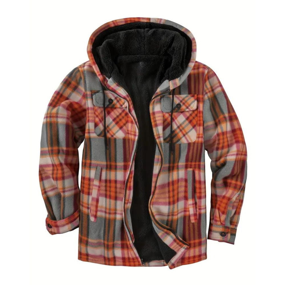 Heidi-Mode - Kariertes Herrenjacke mit Kapuze