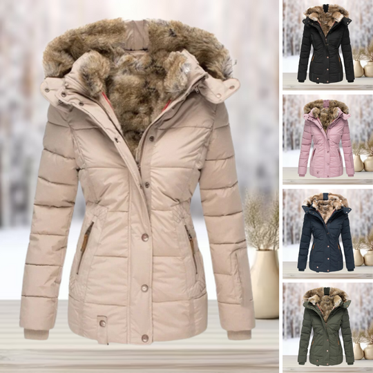 Elegante Winter-Pelzjacke mit Kapuze