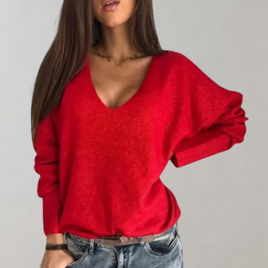 Bequeme V-Ausschnitt Pullover für Damen