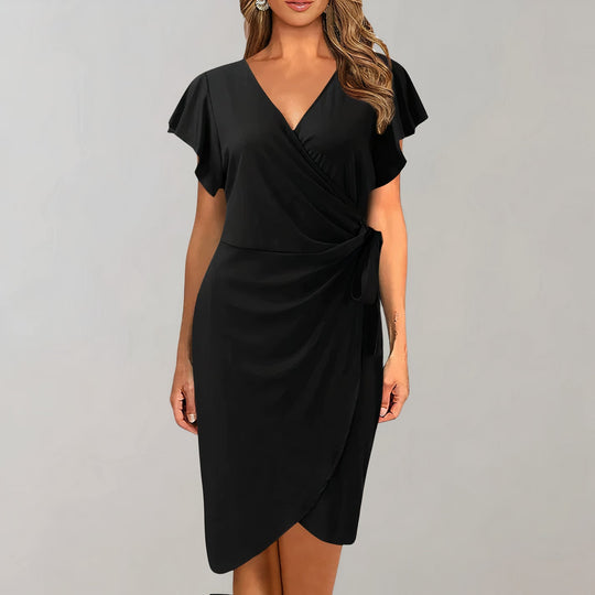 Elegantes Sommerkleid mit V-Ausschnitt und gewickeltem Bund für Damen