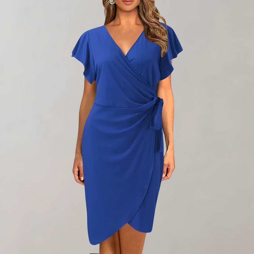 Elegantes Sommerkleid mit V-Ausschnitt und gewickeltem Bund für Damen