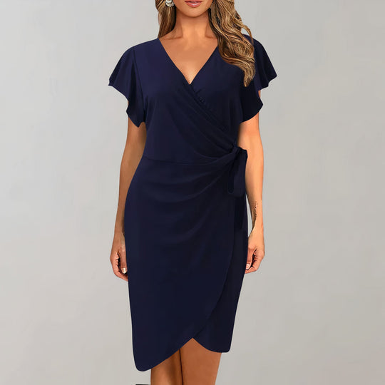 Elegantes Sommerkleid mit V-Ausschnitt und gewickeltem Bund für Damen