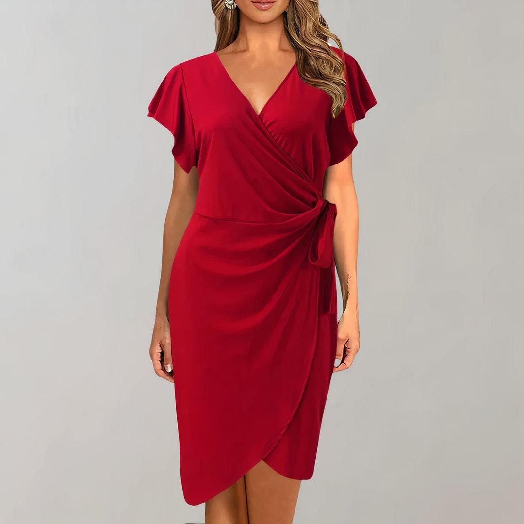 Elegantes Sommerkleid mit V-Ausschnitt und gewickeltem Bund für Damen