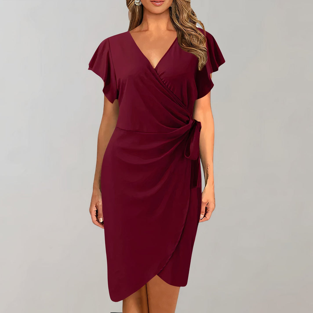 Elegantes Sommerkleid mit V-Ausschnitt und gewickeltem Bund für Damen