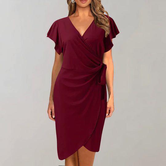 Elegantes Sommerkleid mit V-Ausschnitt und gewickeltem Bund für Damen