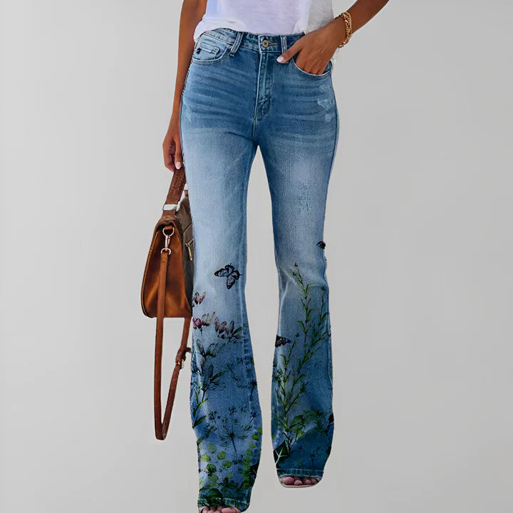 Heidi-Mode - Gerade jeans mit blumendruck