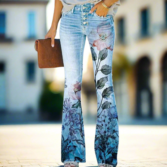 Heidi | Jeans mit floralem Muster und weitem Bein