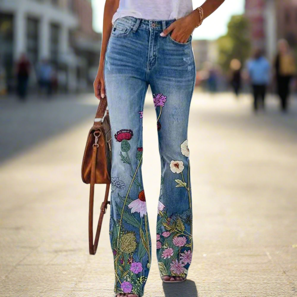 Heidi | Jeans mit floralem Muster und weitem Bein