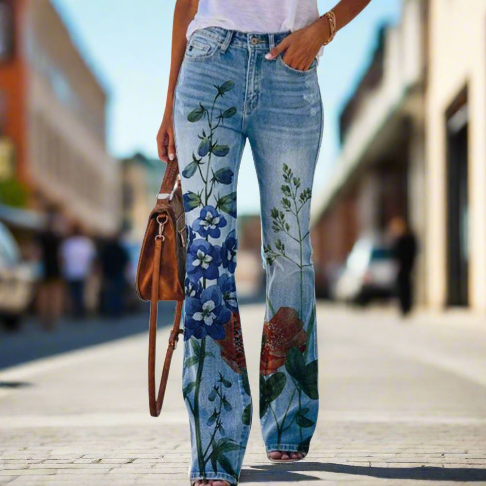 Heidi | Jeans mit floralem Muster und weitem Bein