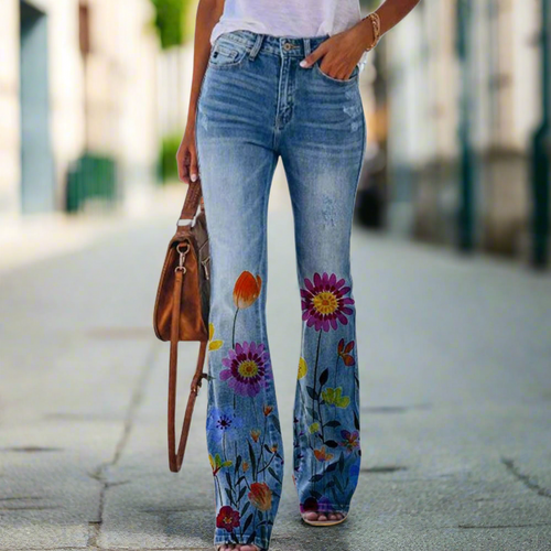 Heidi | Jeans mit floralem Muster und weitem Bein