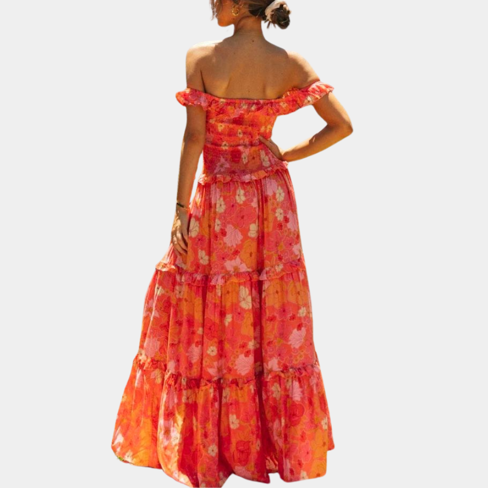 Heidi-Mode | Schicke Orange Blumen Sommerkleid