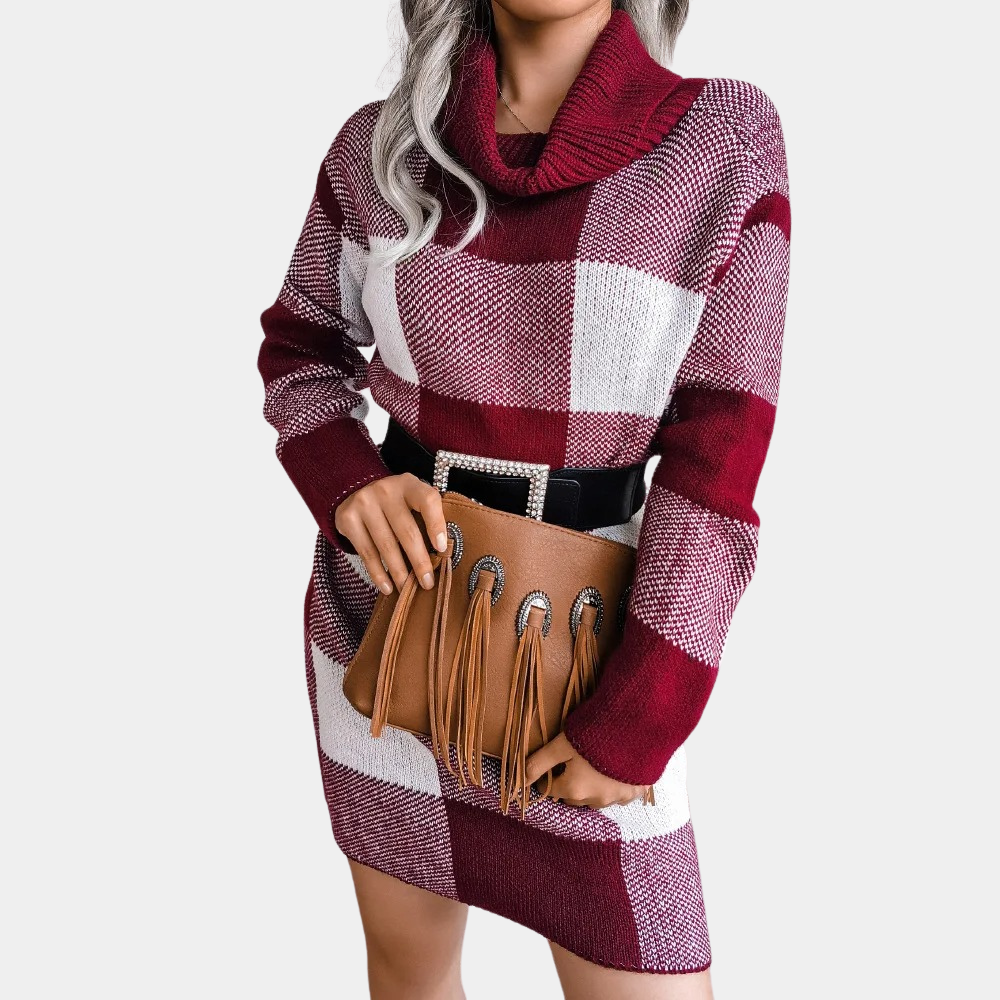 Heidi-Mode | Warmer Pulloverkleid Mit Rollkragen Für Frauen