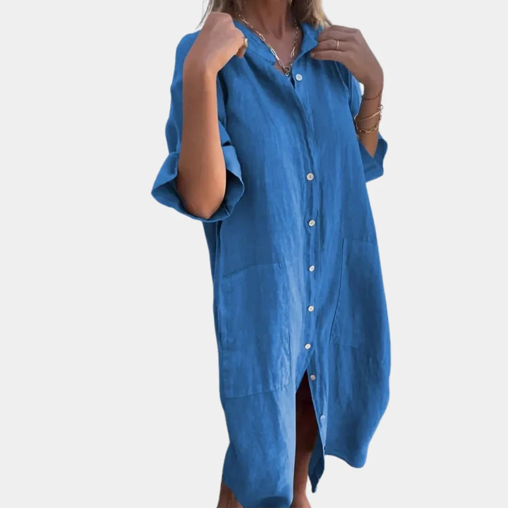 Lässiges Damen Hemdkleid mit Taschen