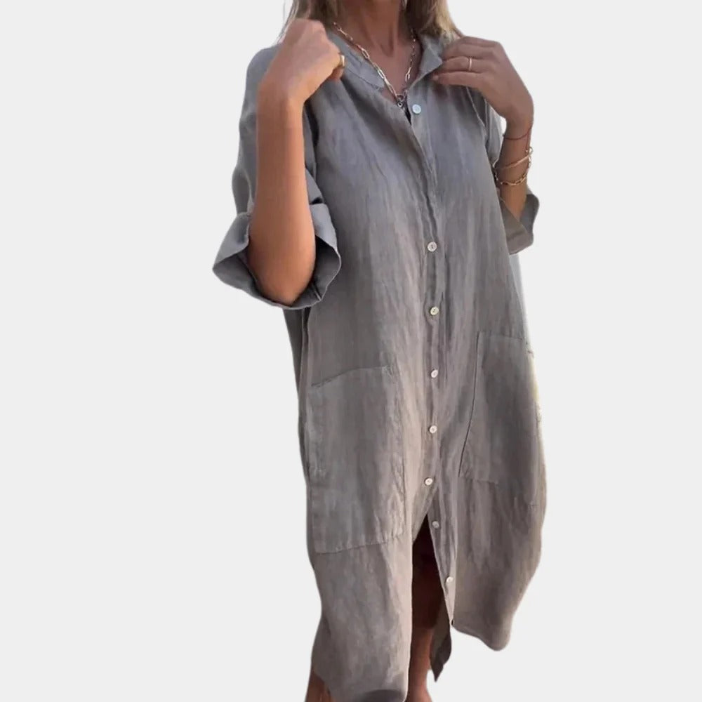 Lässiges Damen Hemdkleid mit Taschen