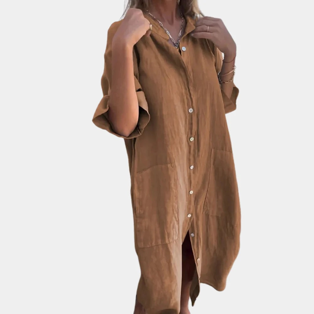 Lässiges Damen Hemdkleid mit Taschen