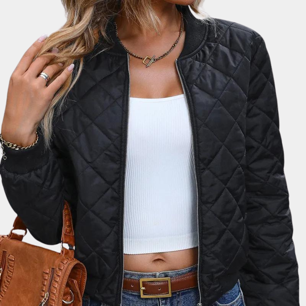 Heidi-Mode | Schwarze gesteppte Jacke - Bomber-Stil