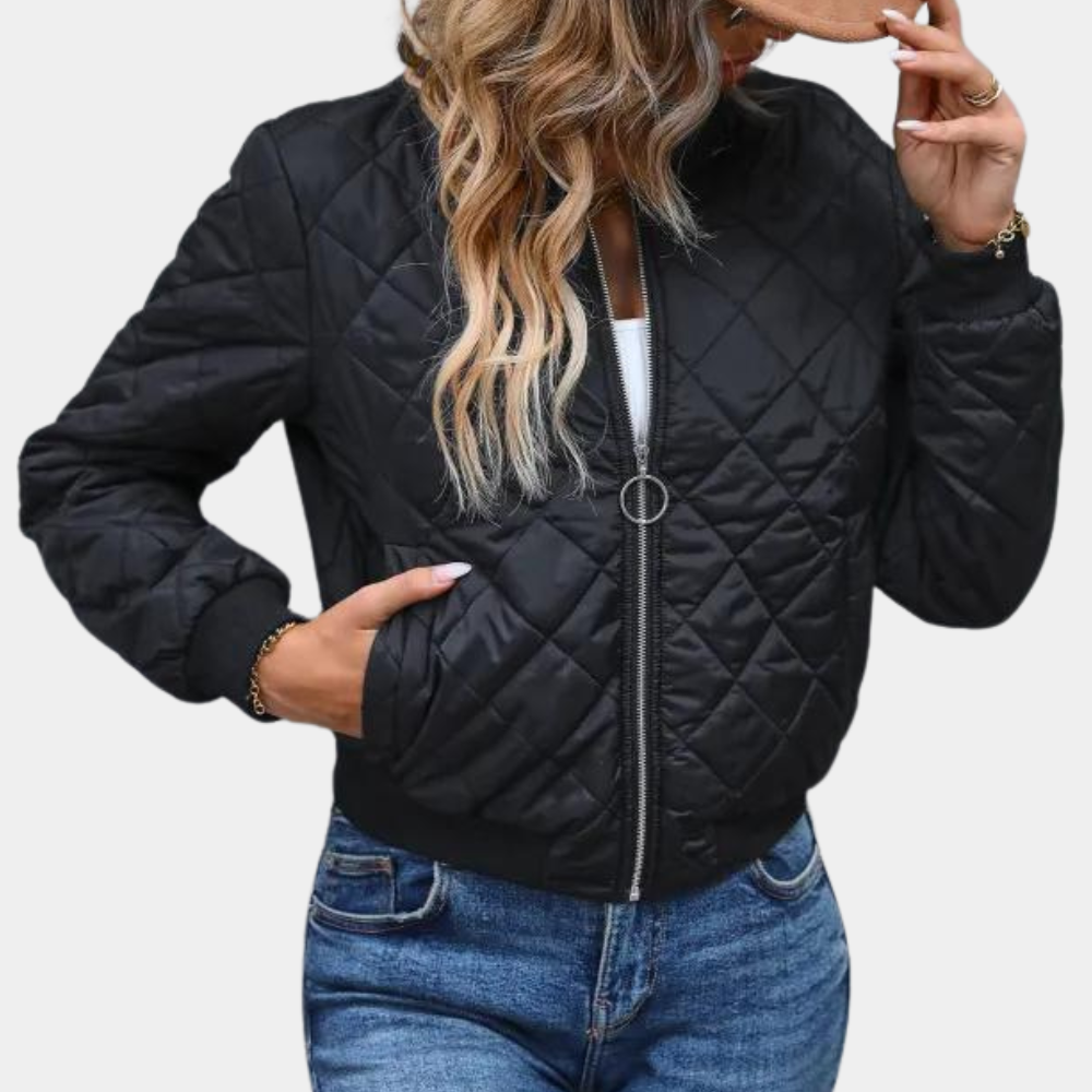 Heidi-Mode | Schwarze gesteppte Jacke - Bomber-Stil