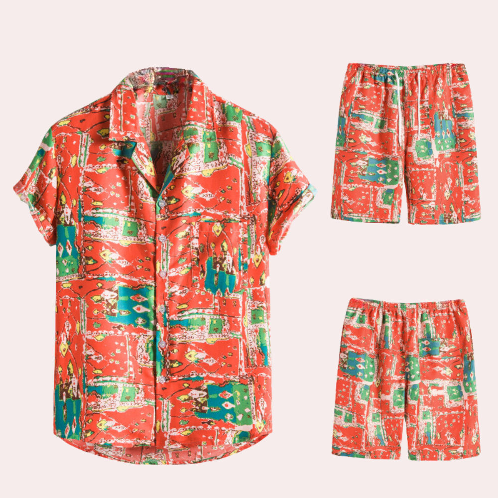 Zweiteiliges Hawaiian-Outfit für Männer