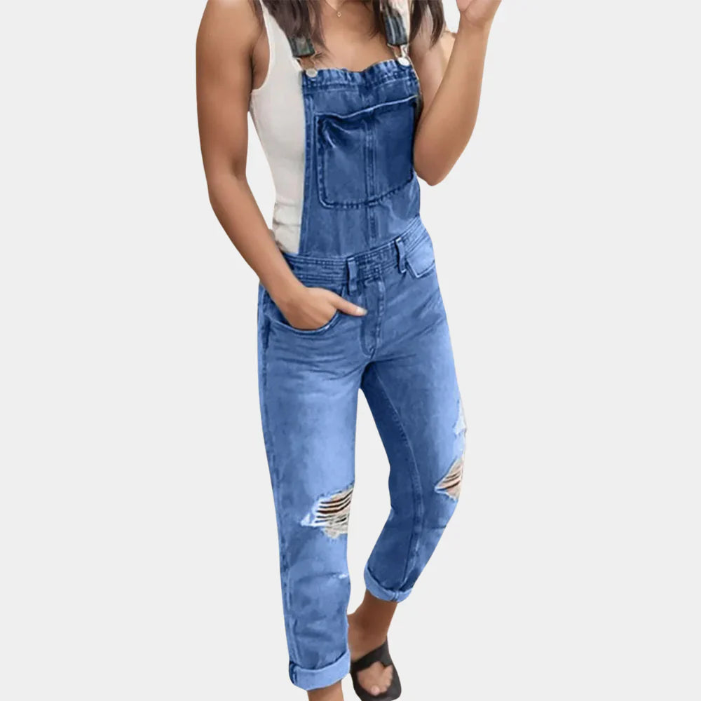 Heidi-Mode - Zerissene Denim-Overalls