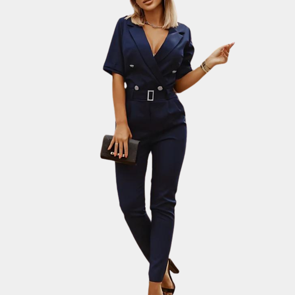 Heidi-Mode | Eleganter Jumpsuit mit V-Ausschnitt und Gürtel