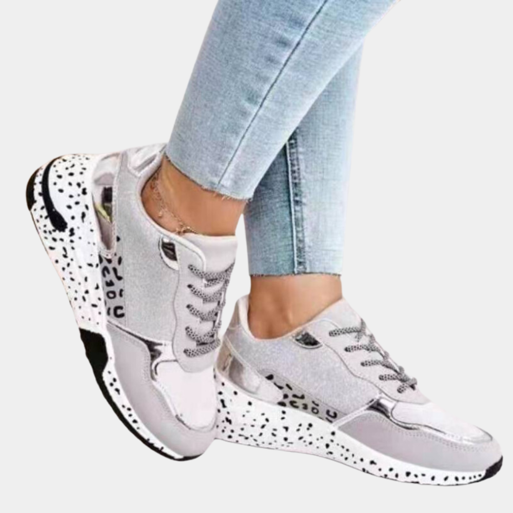 Heidi-Mode | Fashion Sneakers Wildleder & Glitzerdetails Chunky Gesprenkelte Sohle Freizeitkleidung
