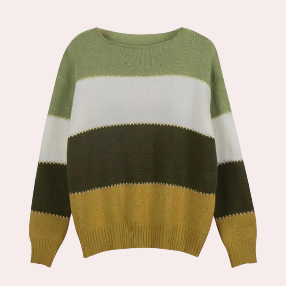 Gemütlicher, lockerer Sweater mit Farbblöcken für Damen