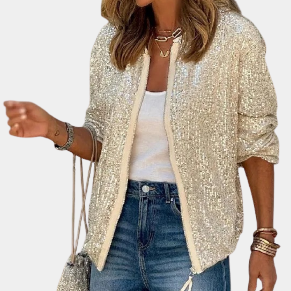 Heidi-Mode | Elegante Damenjacke Dekoriert mit Schönen Pailletten
