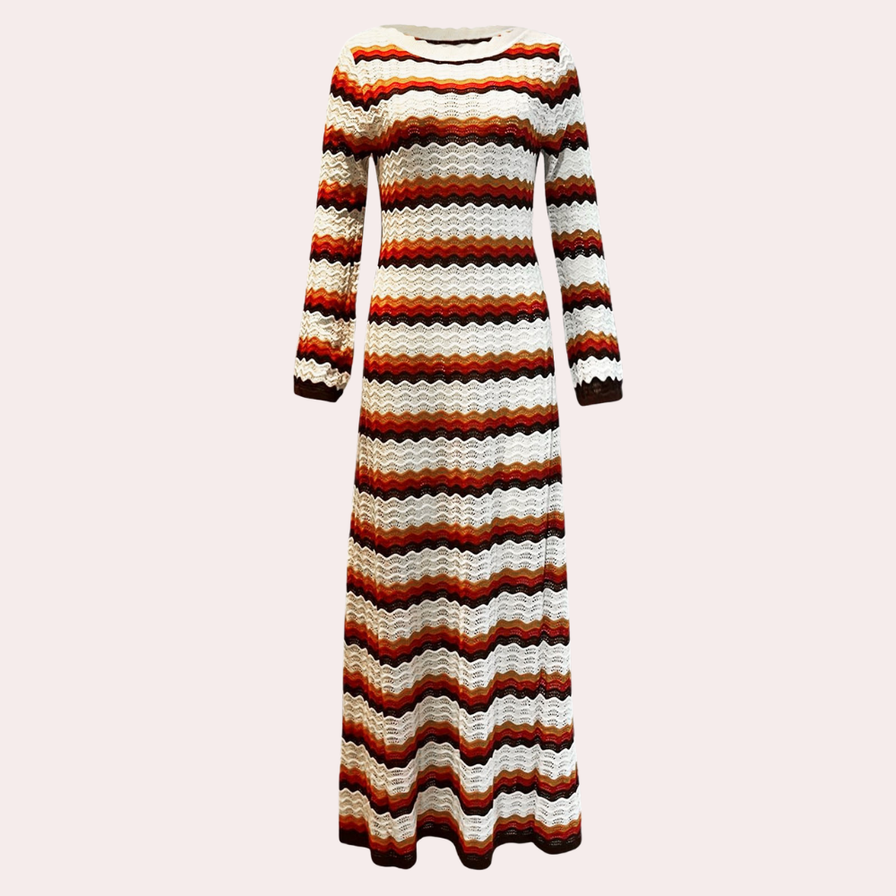 Heidi-Mode | Stilvolles, Gestreiftes Strickkleid Für Frauen