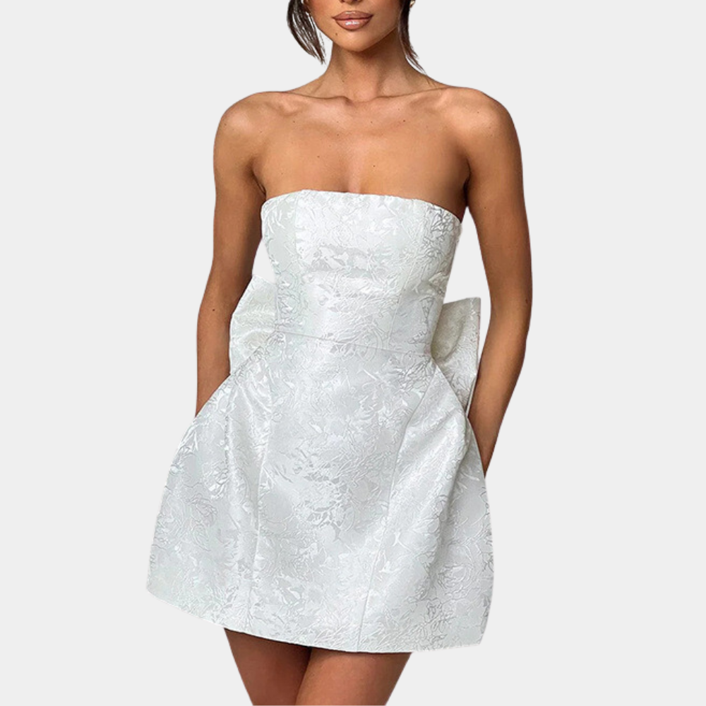 Heidi-Mode | Trägerlose Bestickte Damenkleidung mit Schleife