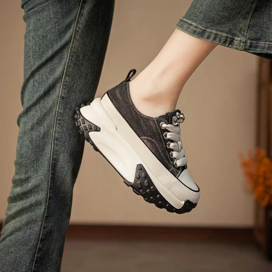 Heidi-Mode | Verfeinerte Orthopädische Retro Damen Sneaker