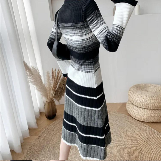 Heidi-Mode | Stilvoll Gestreiftes Midikleid Elegant & Komfortabel