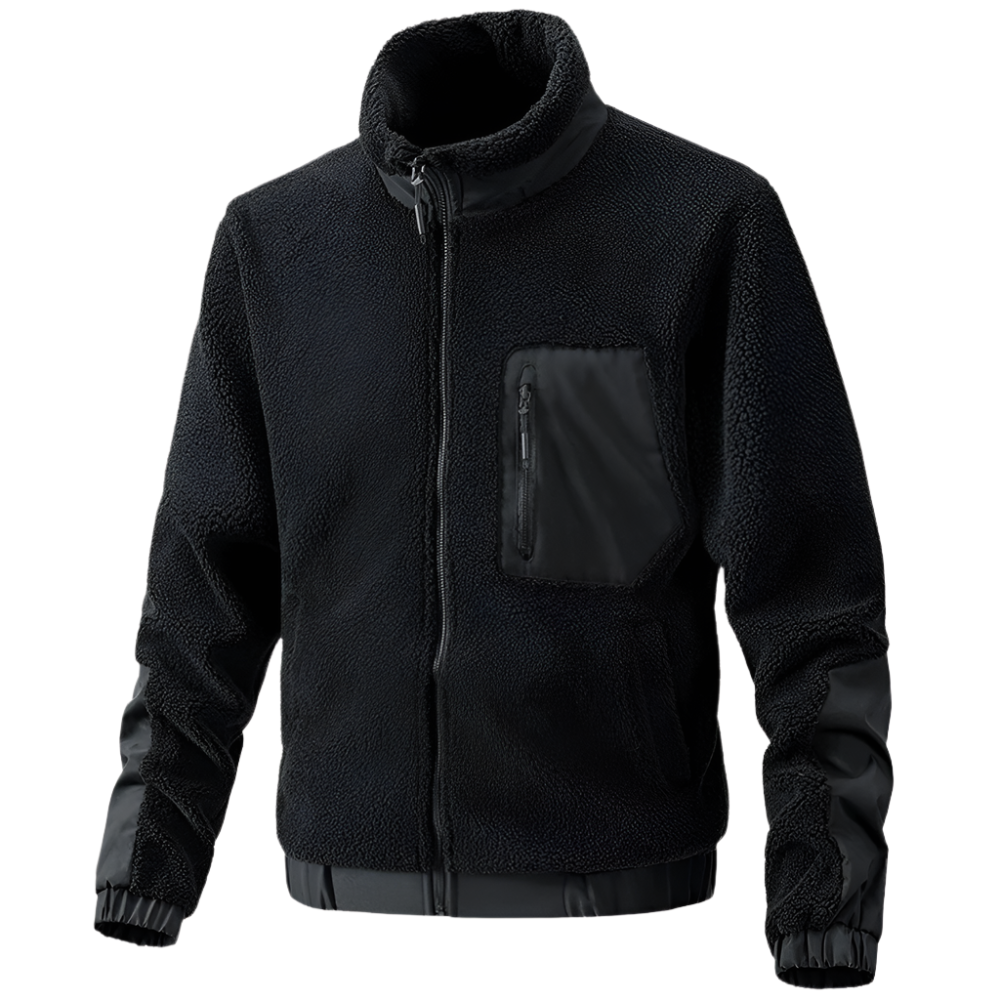 Heidi-Mode | Herren Outdoor-Fleecejacke mit Reißverschluss und Verstärkten Details