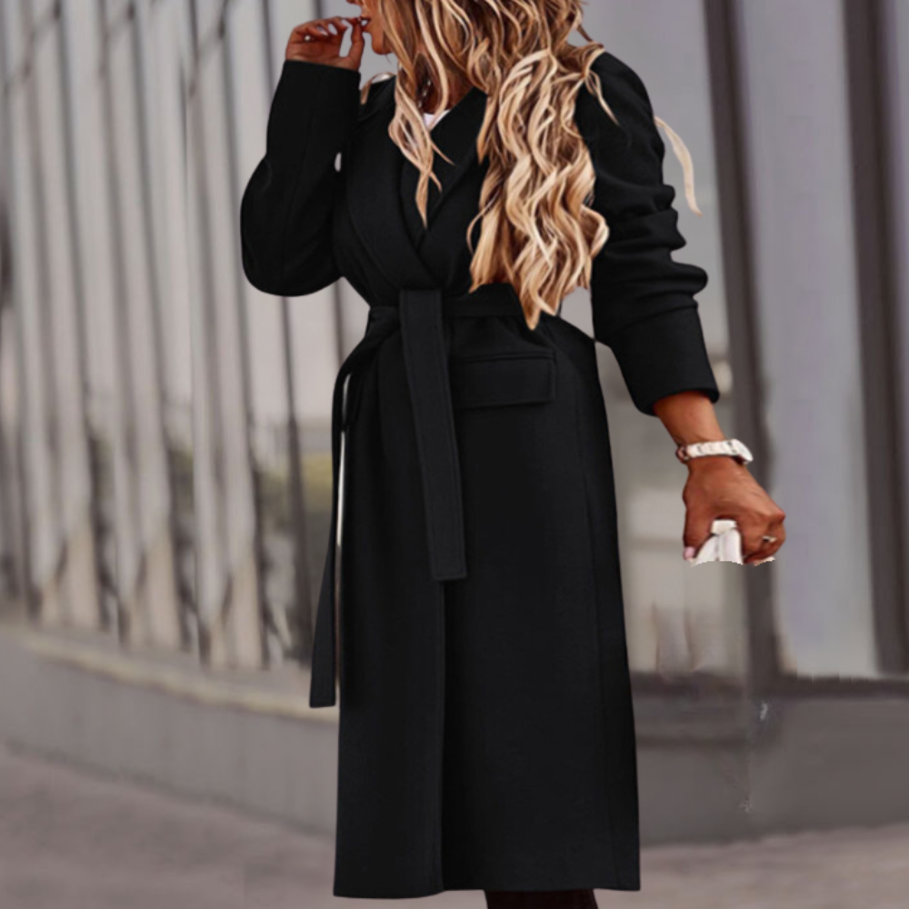Heidi-Mode | Damen Eleganter Mantel Mit Gürtel