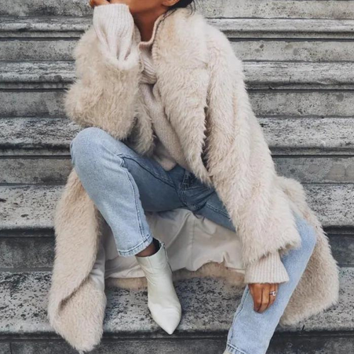 Heidi-Mode | Eleganter Plüsch-Wintermantel für Damen