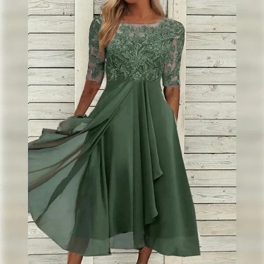 Heidi-Mode | Midikleid aus Spitze und Chiffon
