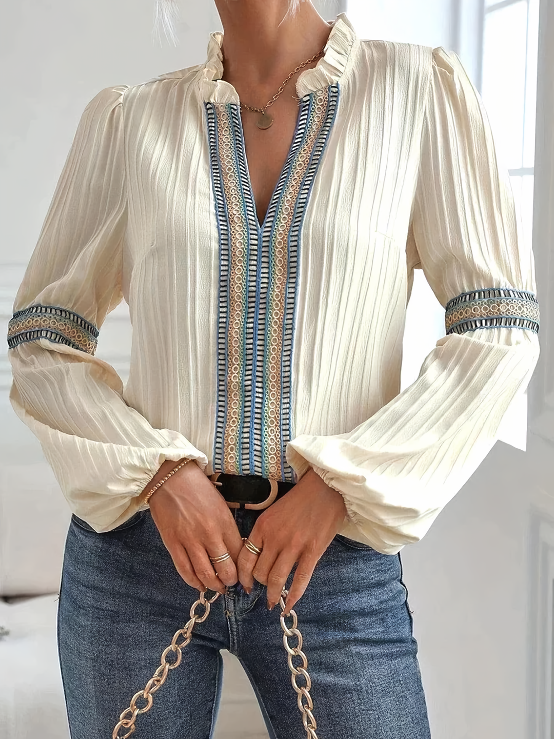 Elegantes Hemd mit Trüffeldesign | Festliche Bluse für Damen