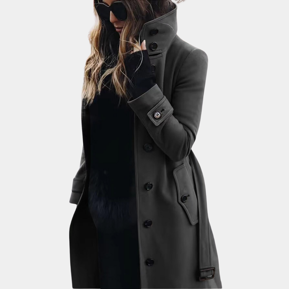 Heidi-Mode | Damen Mantel Elegant Zweireihig mit Doppelknopfleiste