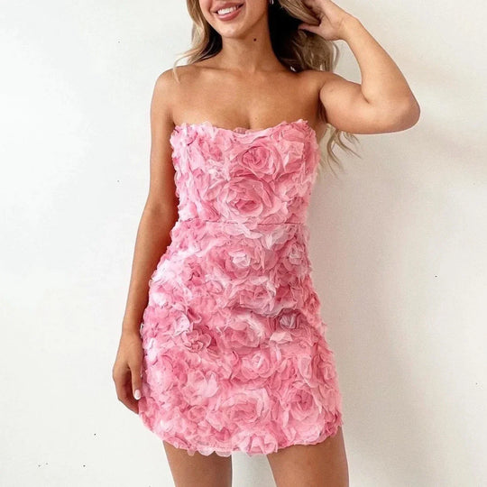 Heidi-Mode | Strapless Rosenkleid