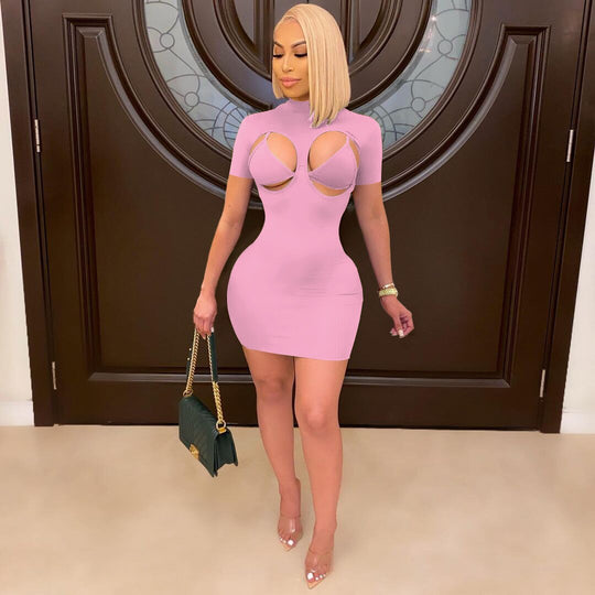 Heidi-Mode | Hollow Breast Elastische Mini Kleider mit Bh