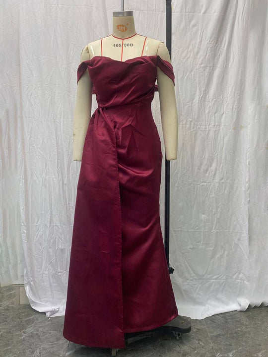 Heidi-Mode | Lange Kleid Schlitz Seitlich Rückenfrei Bootauschnitt Ohne Ärmel Damen Elegant Abendkleid